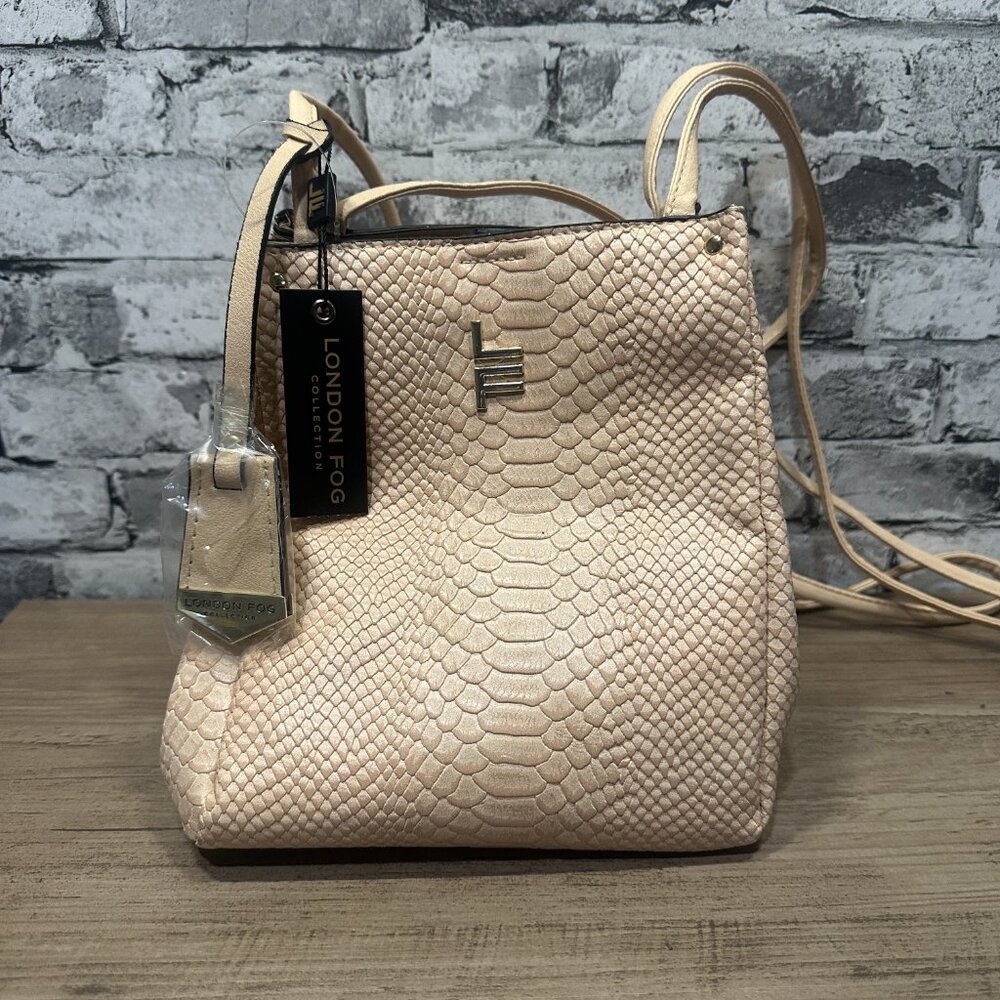 NWT London Fog " The Coco Lizard" Satchel Cream w/Tags